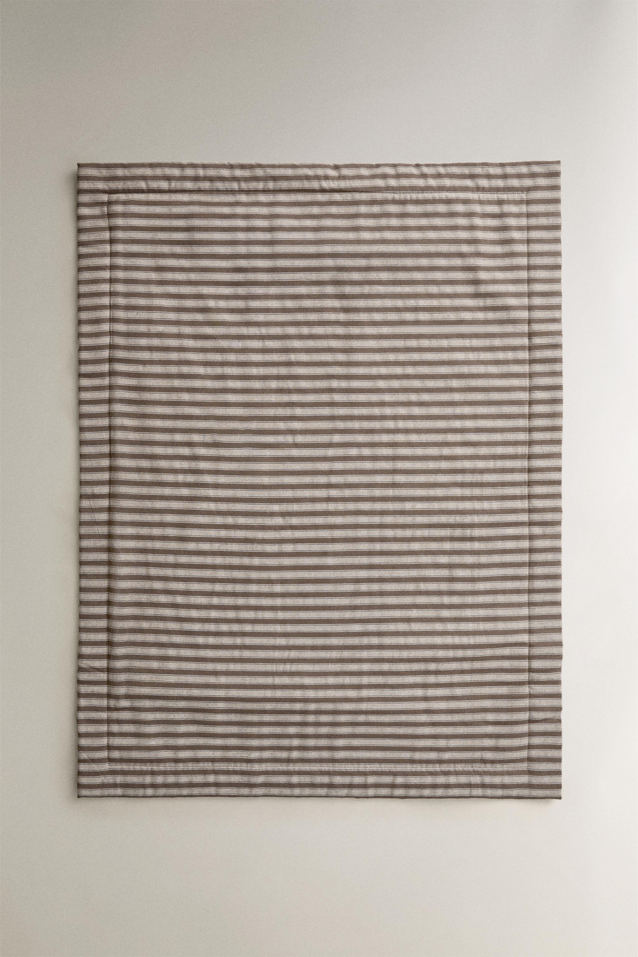 STRIPED FAUX SHEARLING PET BLANKET