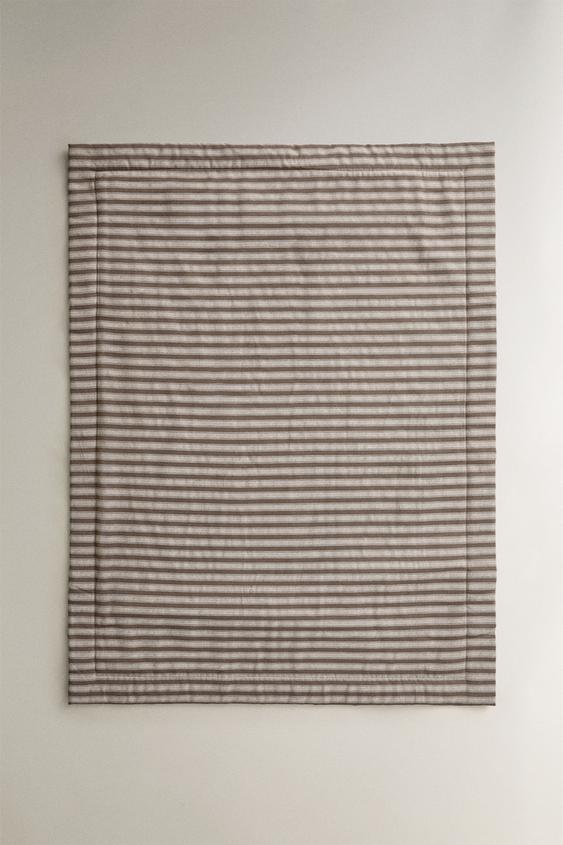 COUVERTURE ANIMAUX RAYÉE ET FAUSSE PEAU DE MOUTON - Marron de Zara - Image 0
