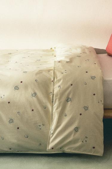 Zara CHILDREN’S SEA PRINT DUVET COVER - Light lime green