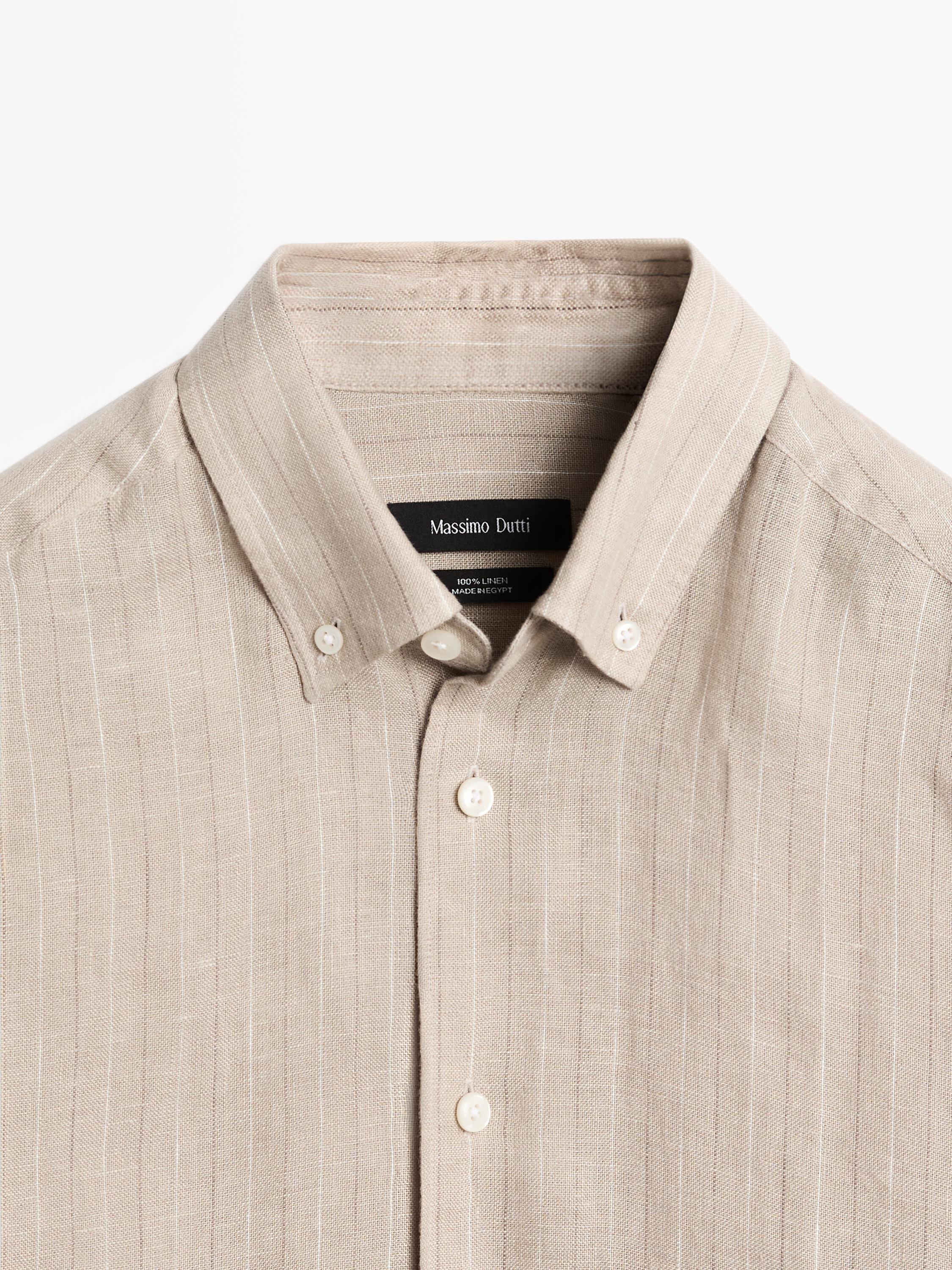 100% linen striped slim fit shirt