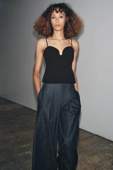 SWEETHEART NECKLINE TOP - Black by Zara - Image 1