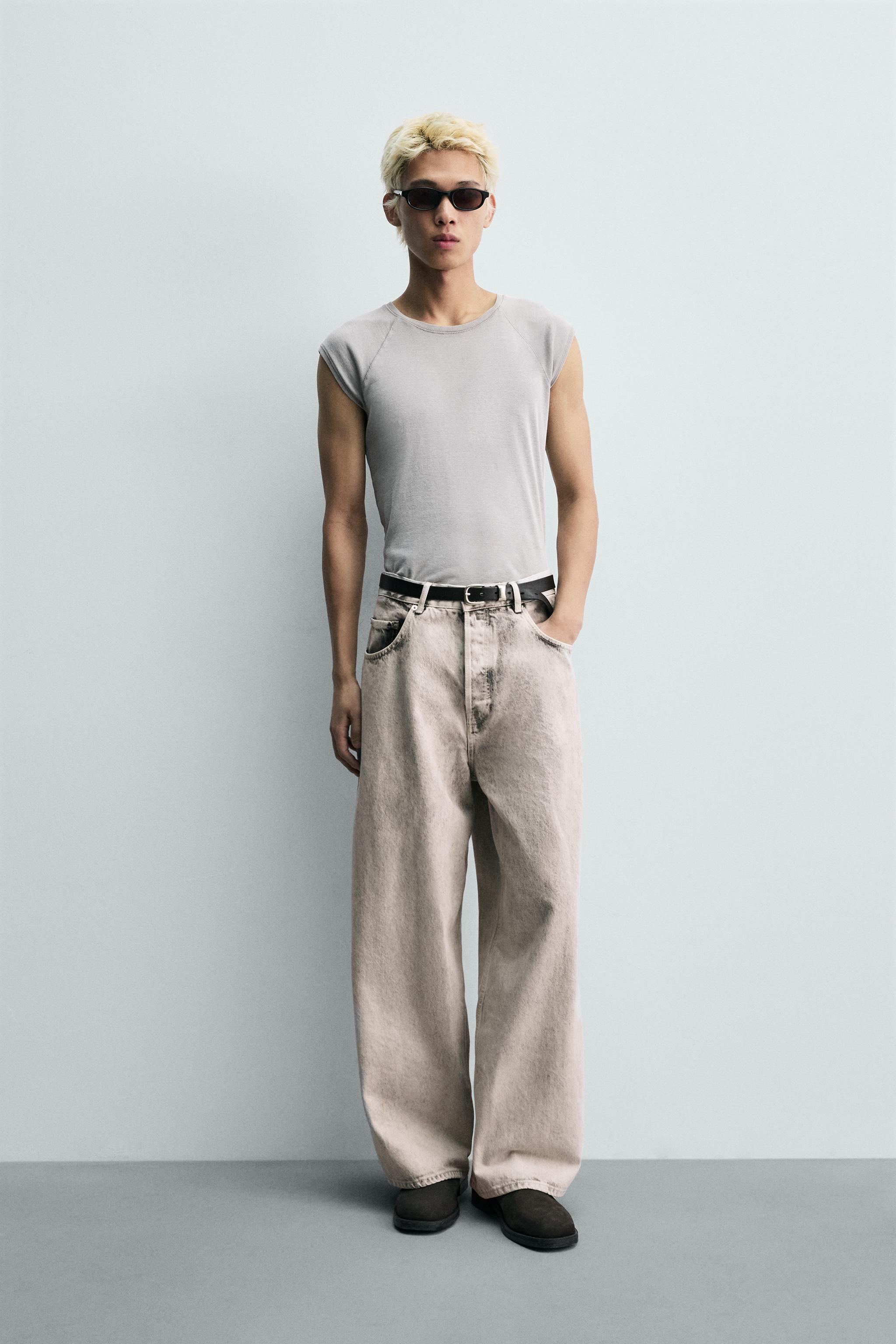 ブリーチウォッシュバギーフィットデニムパンツ - オフホワイト | ZARA
