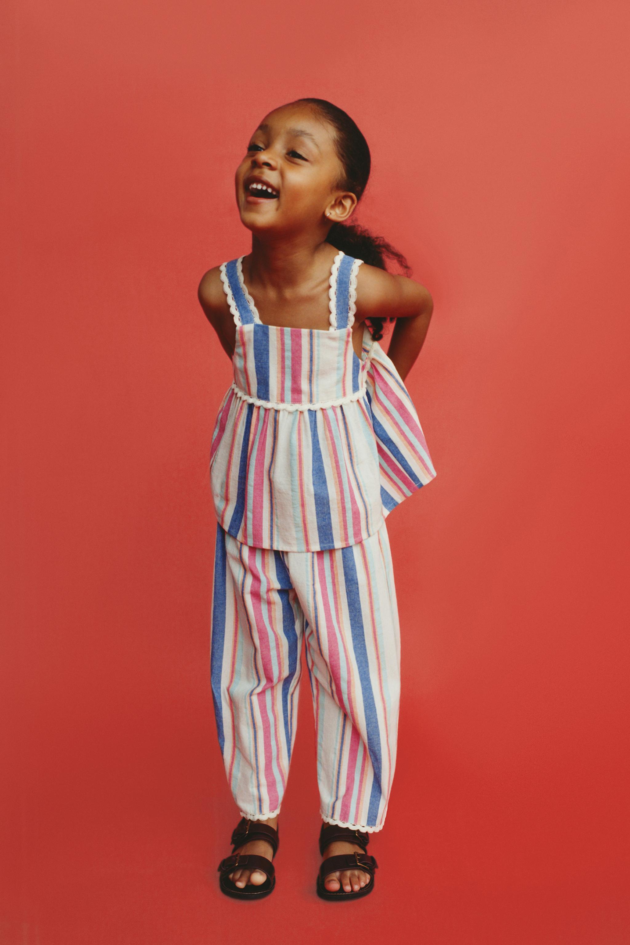 トップス RT-51335 STRIPED TOP WITH LACE TRIM - Multicoloured | ZARA India
