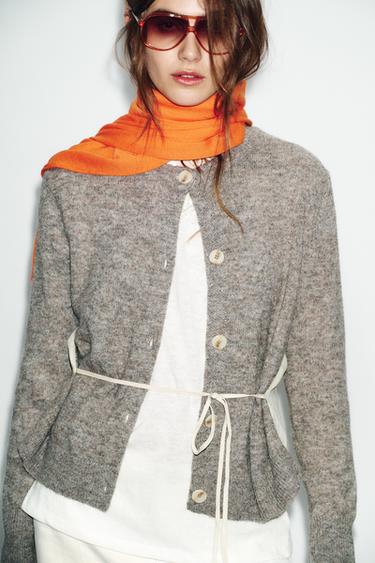 CHAQUETA PUNTO COMBINADA CINTURÓN - Gris vigoré de Zara