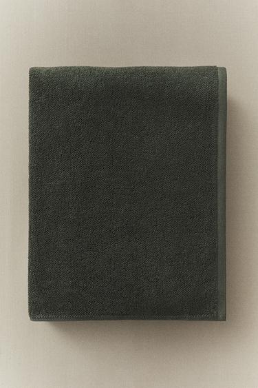RICE STITCH COTTON BATH TOWEL - Dark green by Zara - Image 4
