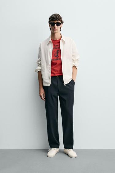 COMFORT STRAIGHT-LEG TROUSERS - Navy blue by Zara