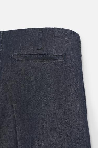 PANTALON DENIM WIDE FIT CROPPED - Indigo de Zara - Image 8