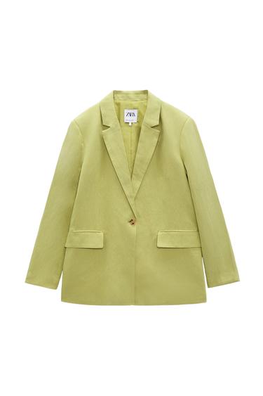 STRAIGHT LINEN-BLEND BLAZER