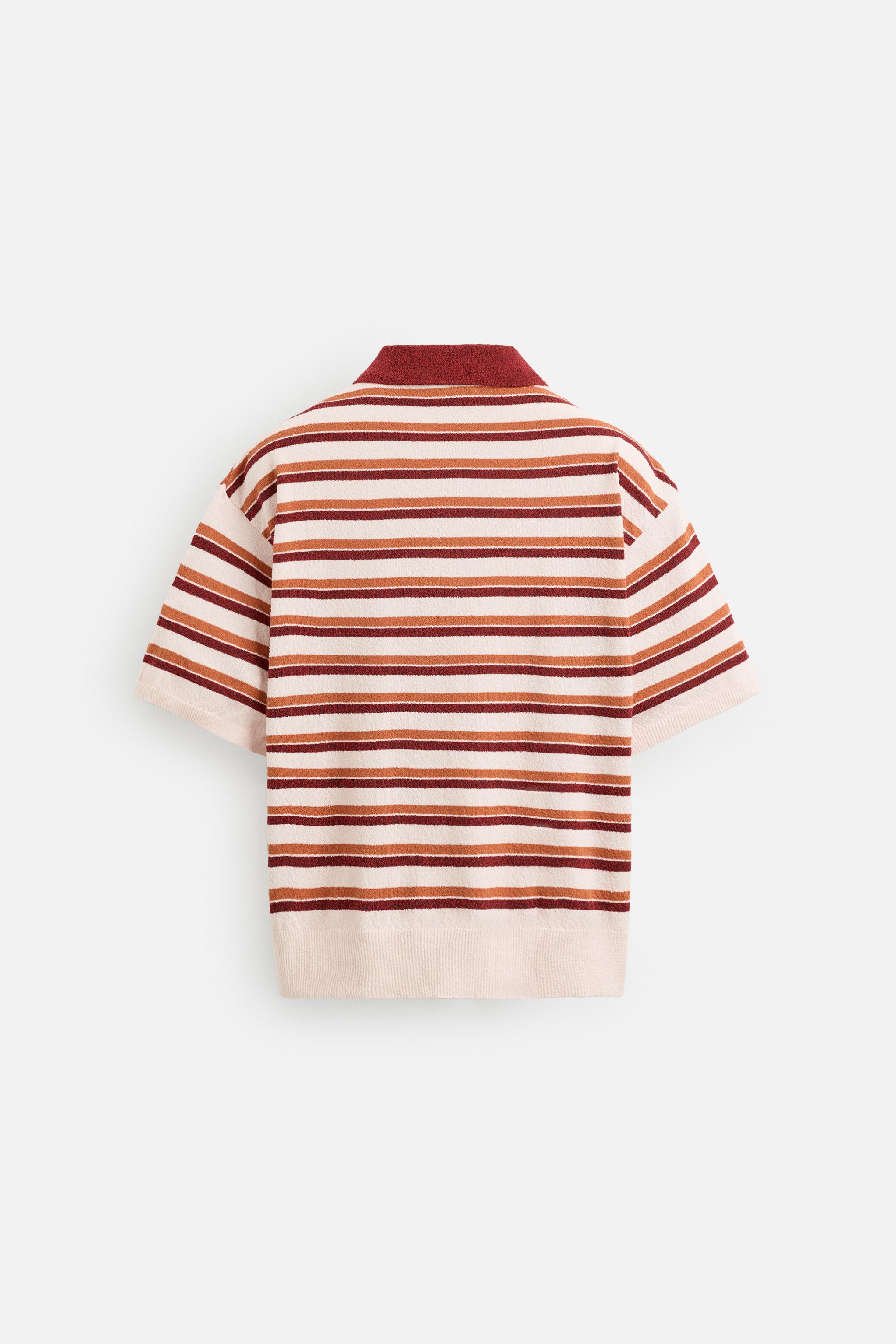 POLO EN MAILLE RAYURES TEXTURÉ