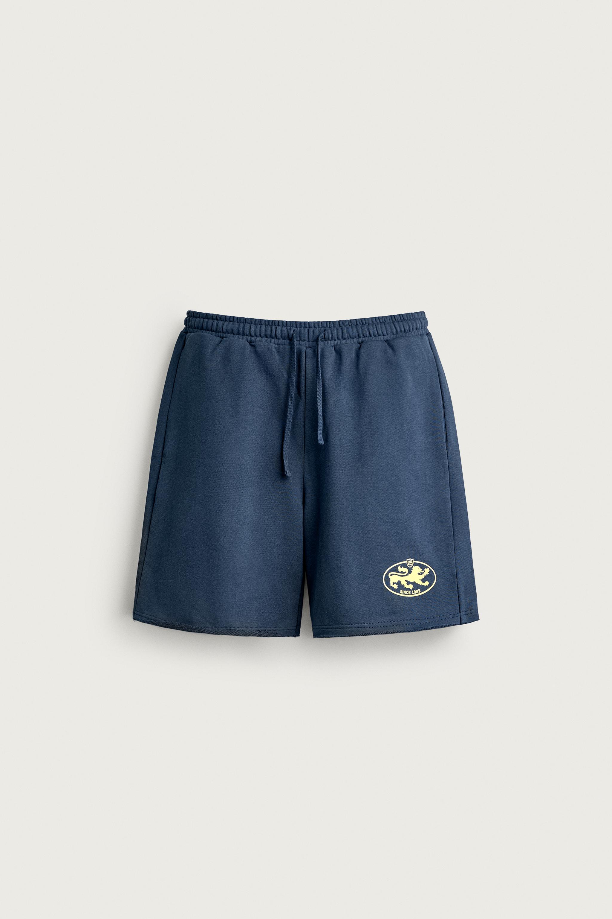 GRAPHIC PRINT SWEATSHORTS — Blue