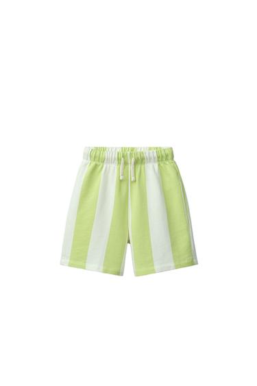 STRIPED BERMUDA SHORTS - Lime by Zara