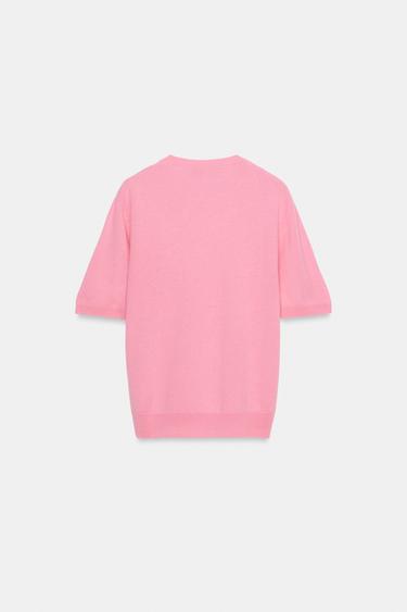 100% WOOL SHORT SLEEVE JUMPER - Bubble gum by Zara - Image 6