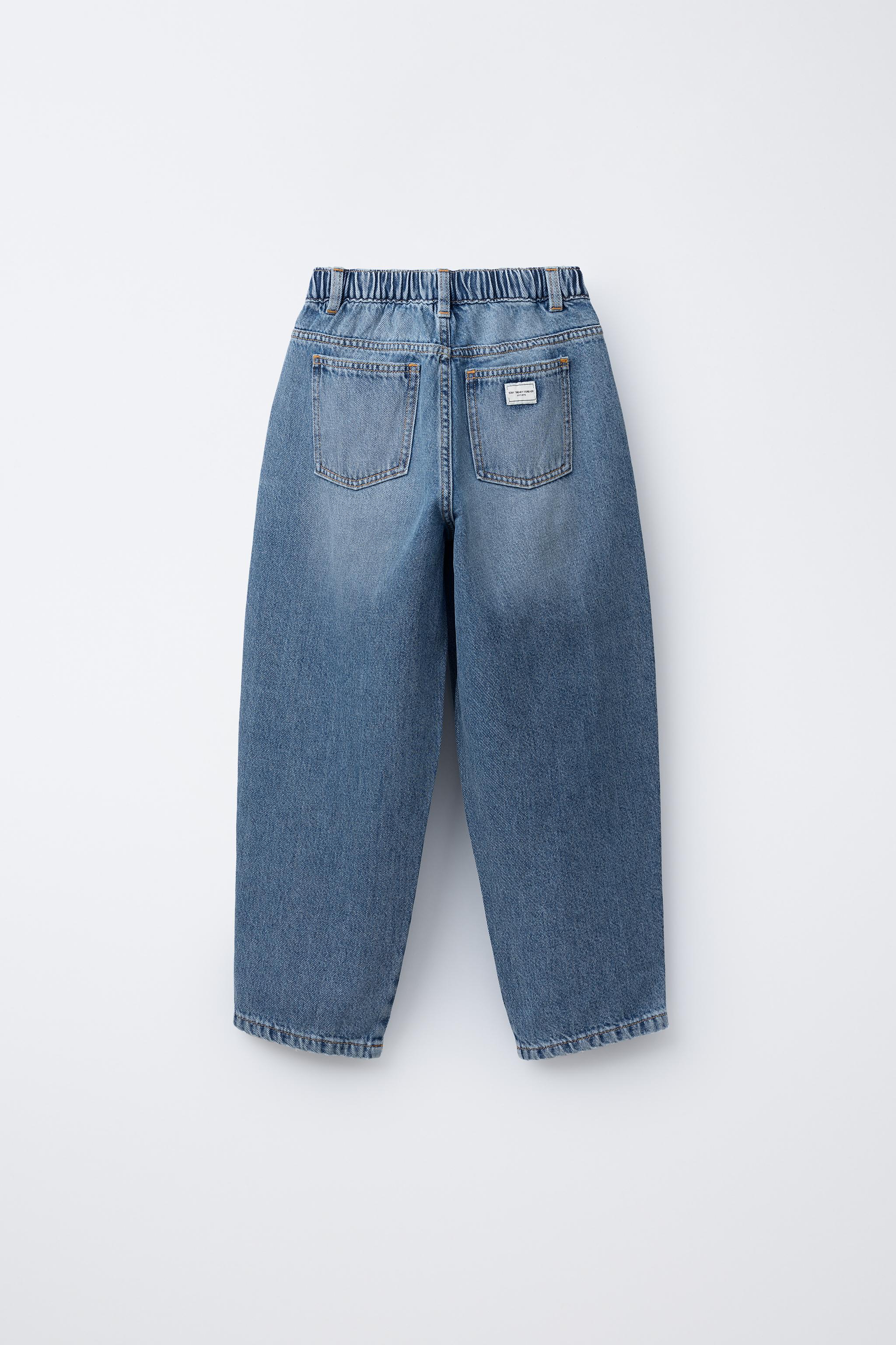 PLEATED BALLOON DENIM PANTS - Blue | ZARA United States