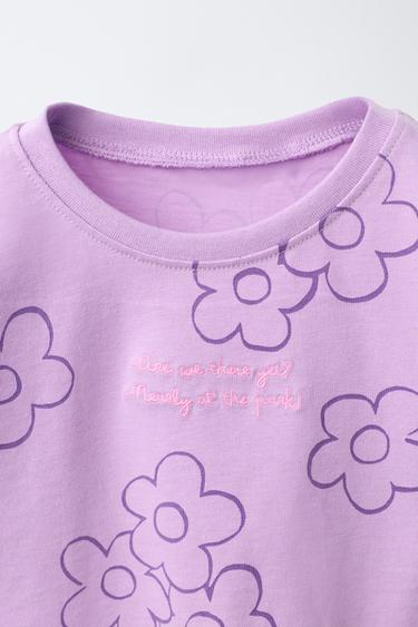 T-SHIRT À FLEURS - Mauve clair de Zara - Image 2