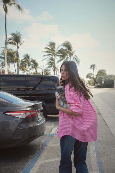 BASIC POPLIN SHIRT - Pink by Zara - Image 1