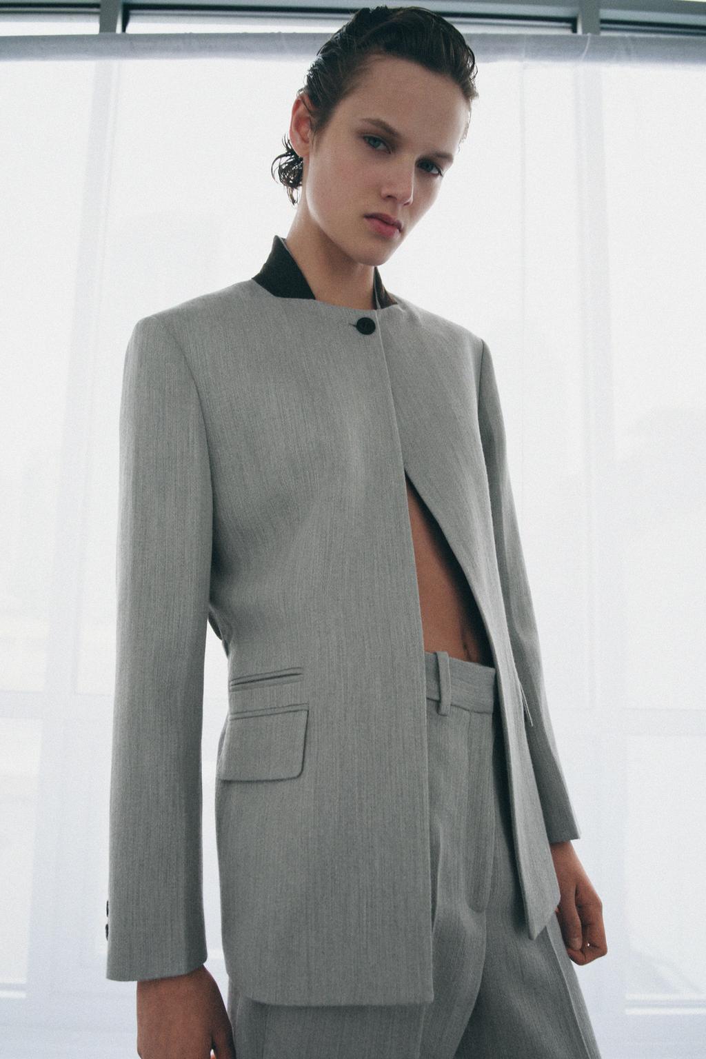 CONTRAST COLLAR BLAZER ZW COLLECTION
