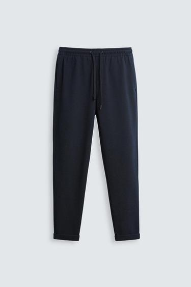 EASY CARE JOGGER WAIST TROUSERS - Navy blue by Zara