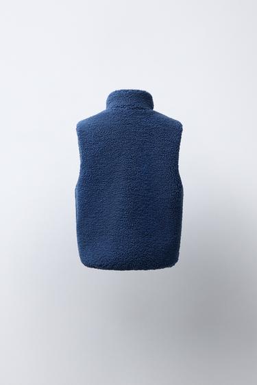 CONTRAST FAUX SHEARLING GILET - Mid-blue by Zara