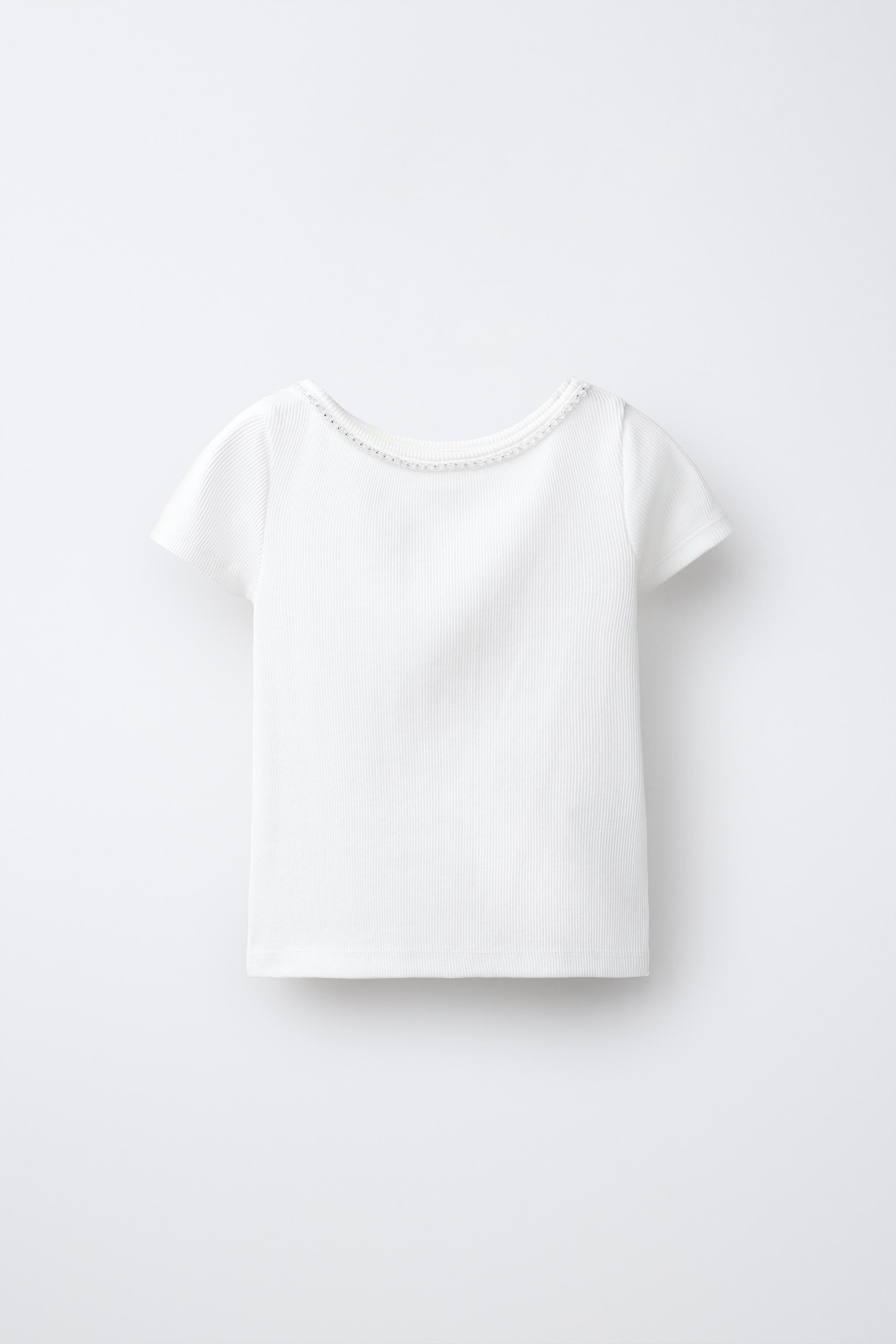 RIBBED T-SHIRT WITH JEWELS — White