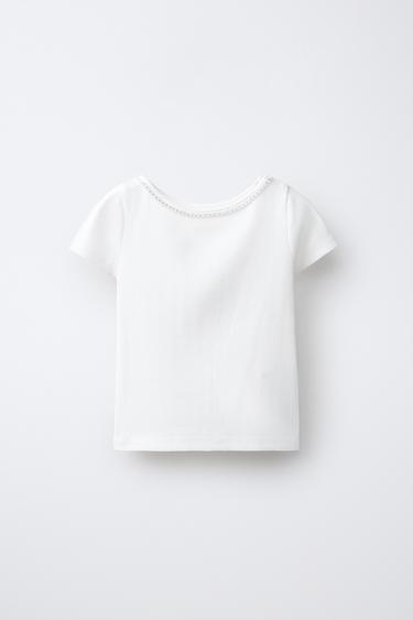 Zara REBRASTA MAJICA S NAKITOM – Bijela