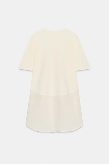 T-SHIRT EN MATIÈRES VARIÉES OVERSIZE - Écru de Zara - Image 6