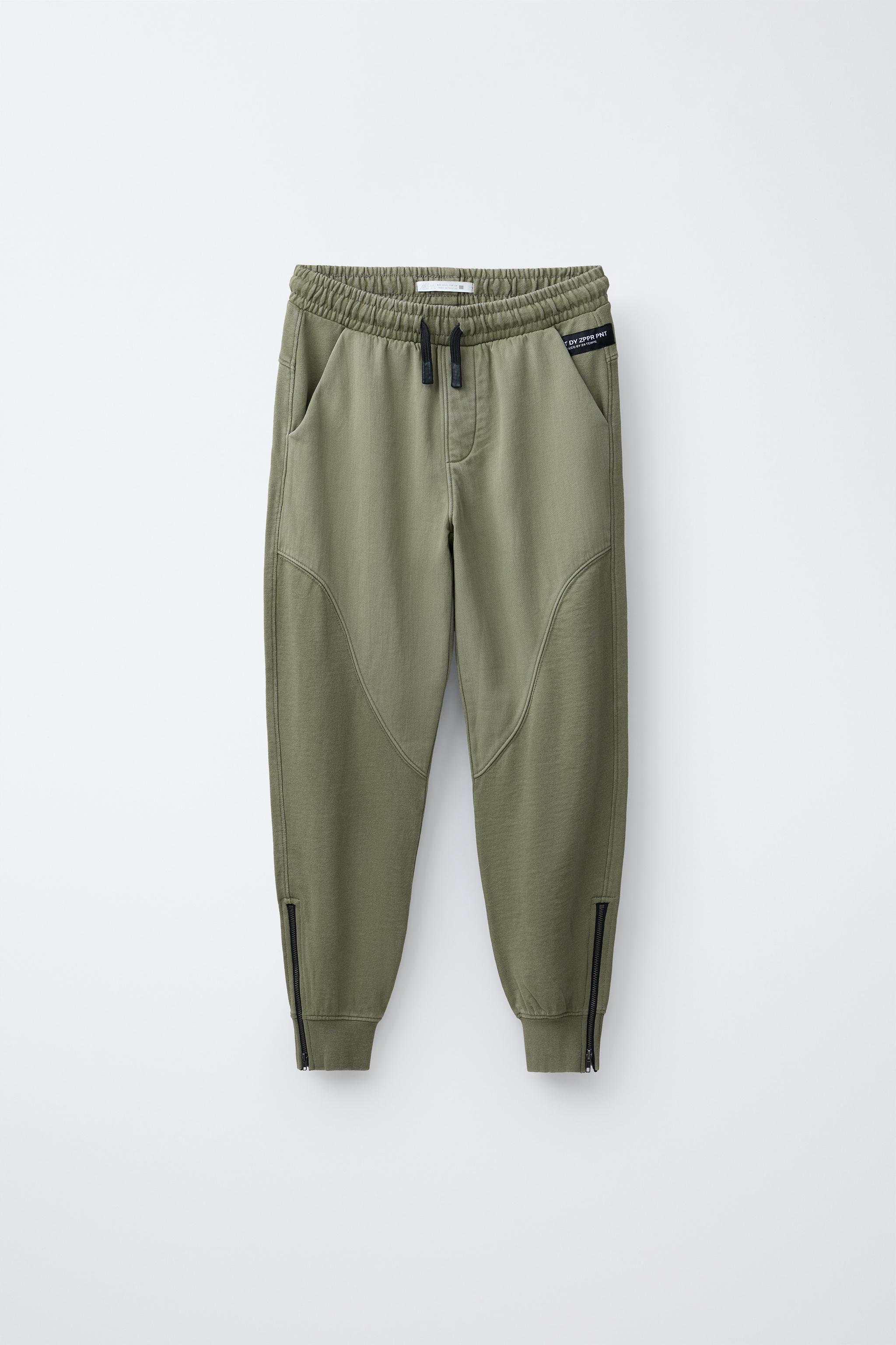 JOGGERS WITH ZIPS - washed green | ZARA South Africa