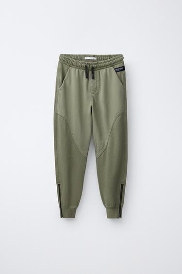 JOGGERS WITH ZIPS - washed green by Zara