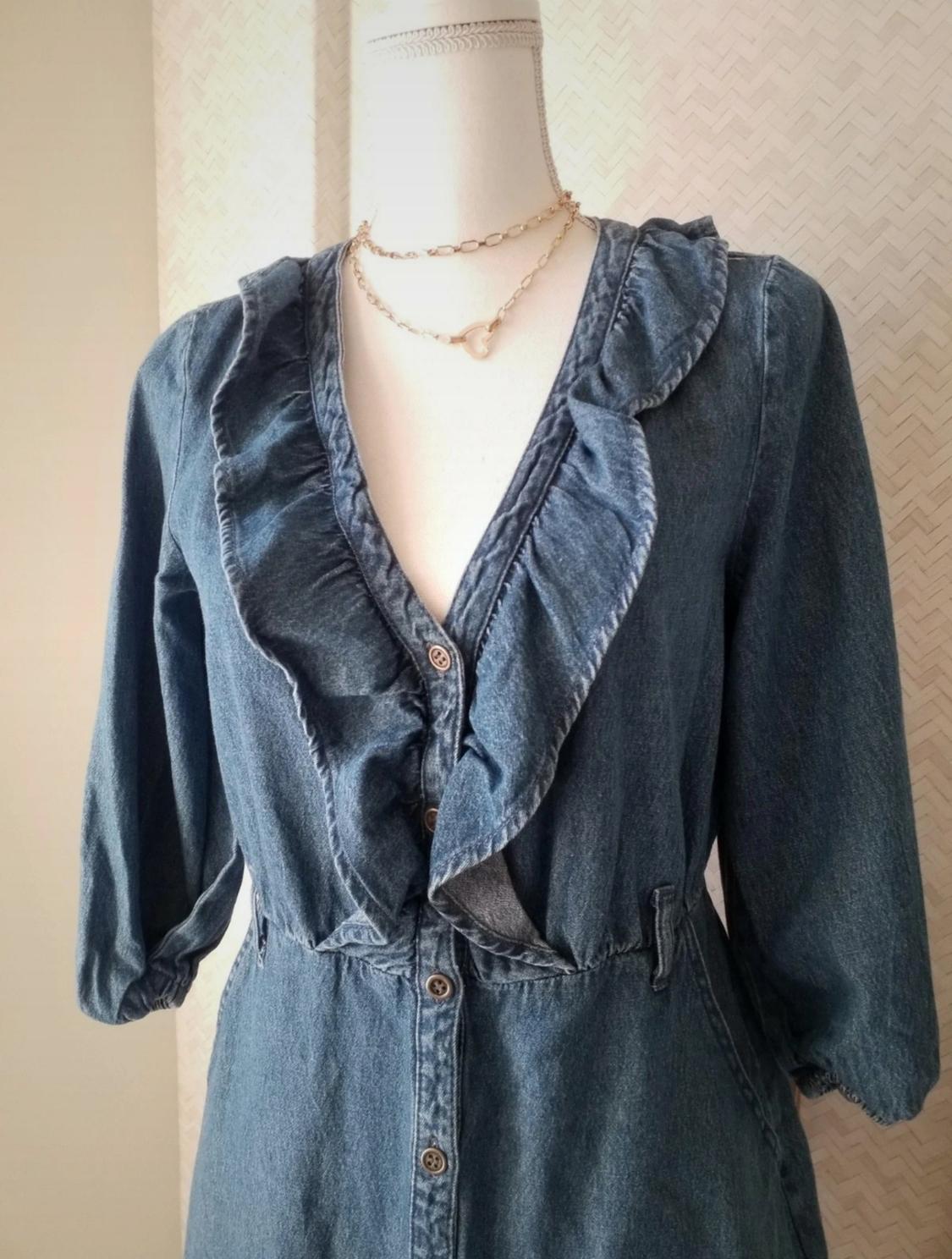 FRILLED DENIM DRESS - Image 3