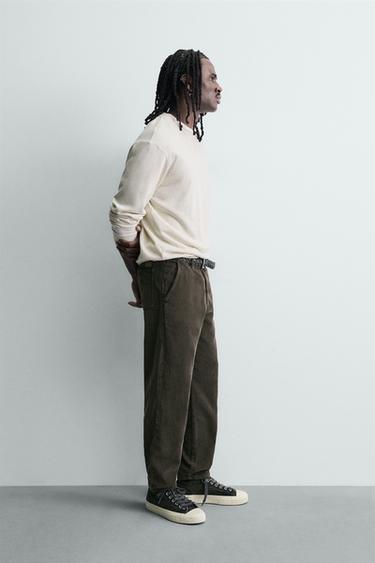 PANTALON CARROT FIT EN VELOURS CÔTELÉ - Marron de Zara - Image 3