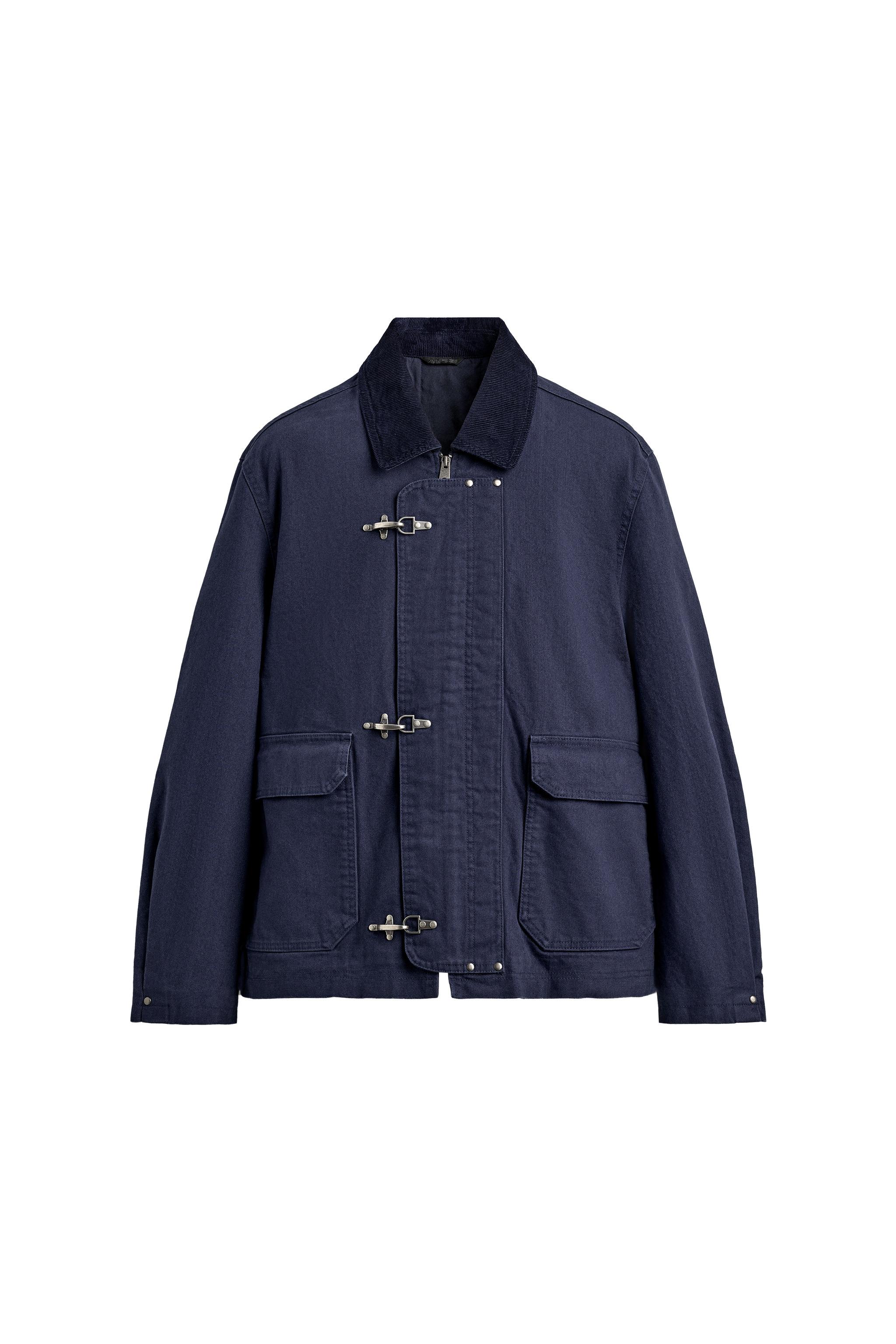 コントラストカラー、トグルボタン付きジャケット - 濃青 | ZARA Japan