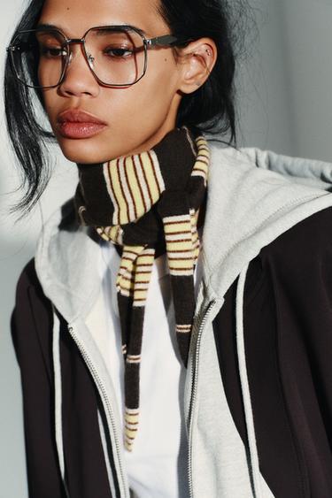 STRIPED KNITTED BANDANA - Brown by Zara - Image 1
