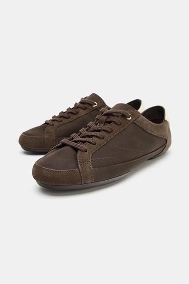 BASKETS DERBYS SOUPLES - Marron de Zara