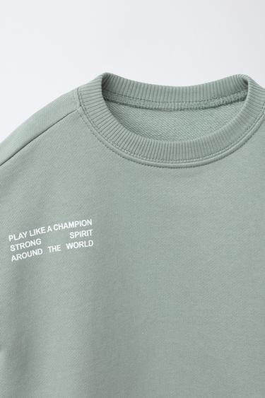 TEXT PRINT SWEATSHIRT AND TROUSERS JOGGING SET - washed green by Zara - Image 2