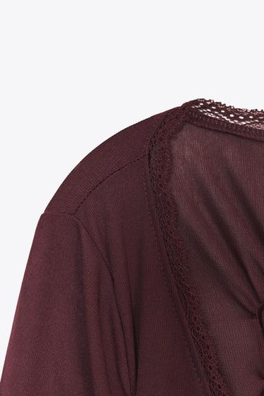 Zara RUCHED TIE TOP - Maroon