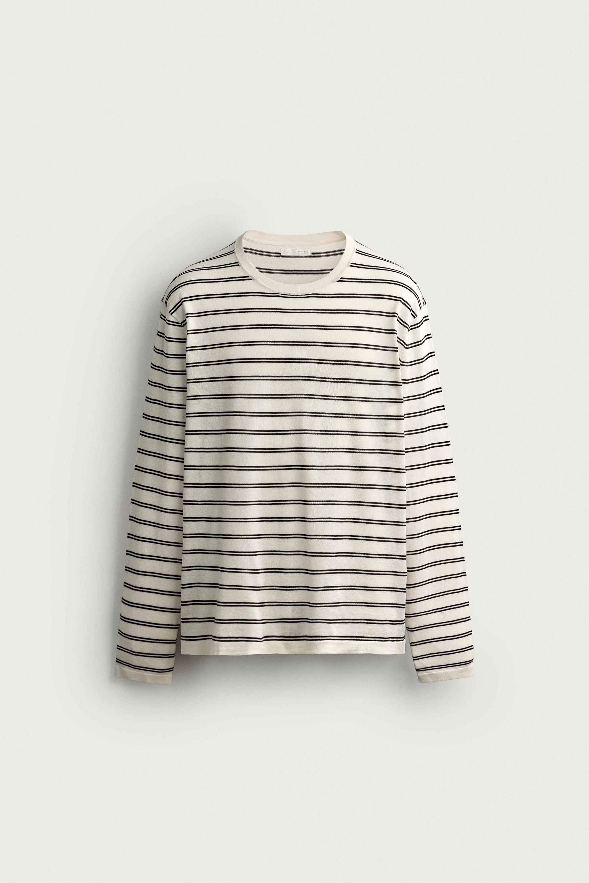 LIGHTWEIGHT STRIPED JACQUARD SWEATER — striped
