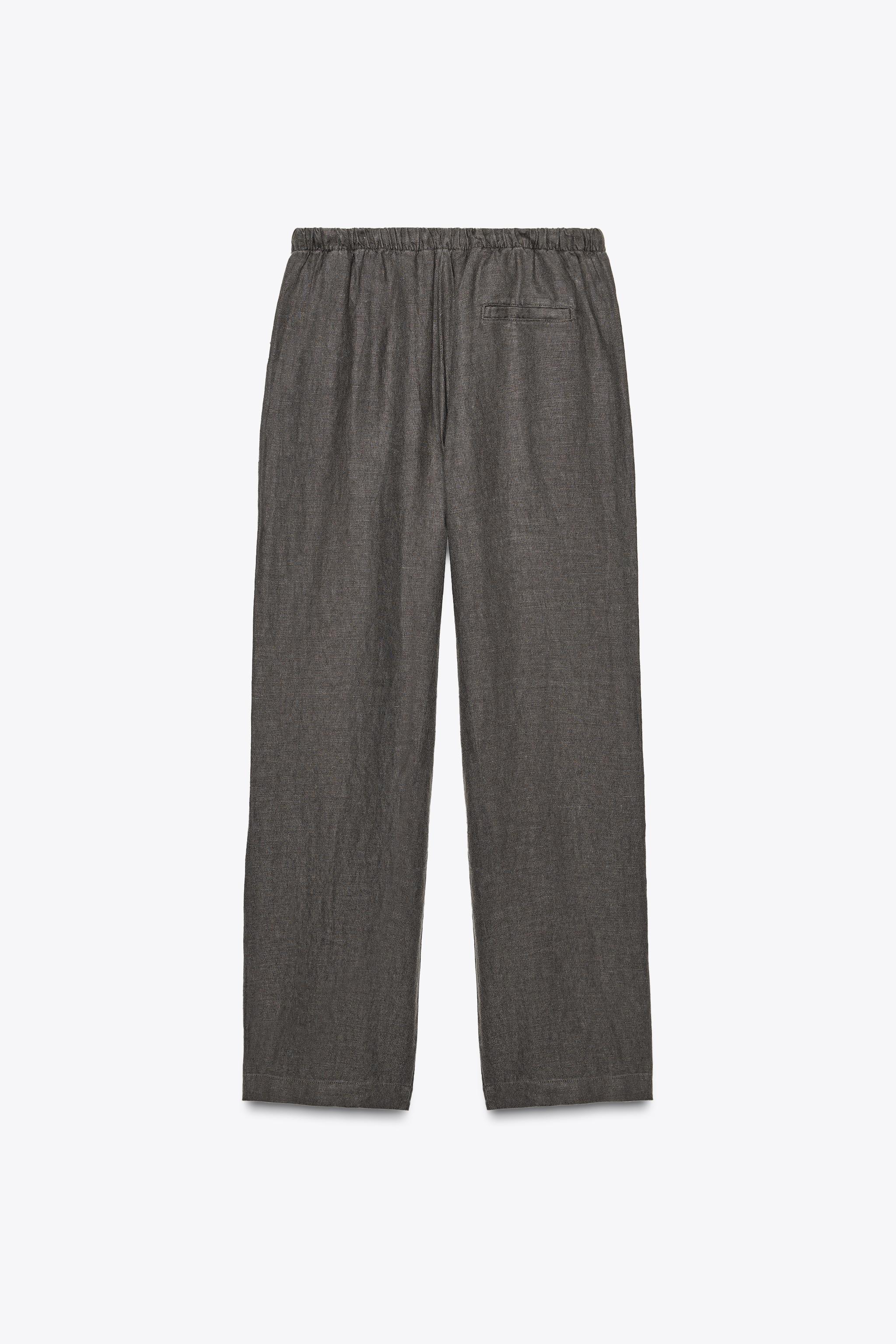 100% LINEN PANTS ZW COLLECTION - Anthracite grey | ZARA