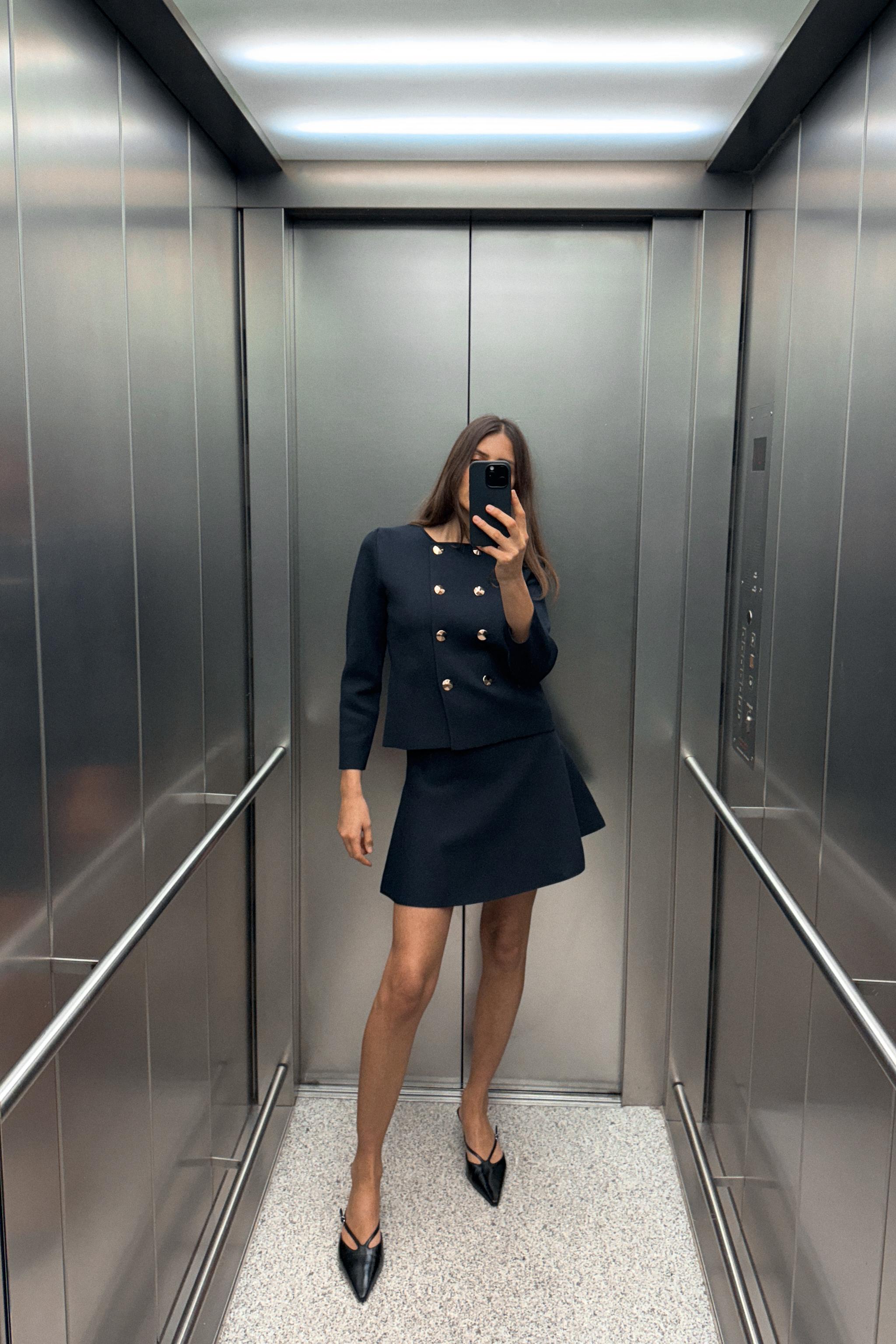 Navy blue skirt zara hotsell