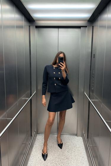 PLAIN KNIT MINI SKIRT - Navy blue by Zara - Image 0