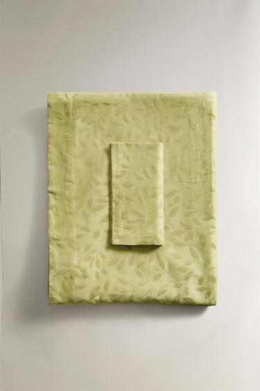 MANTEL JACQUARD VEGETAL - Verde de Zara