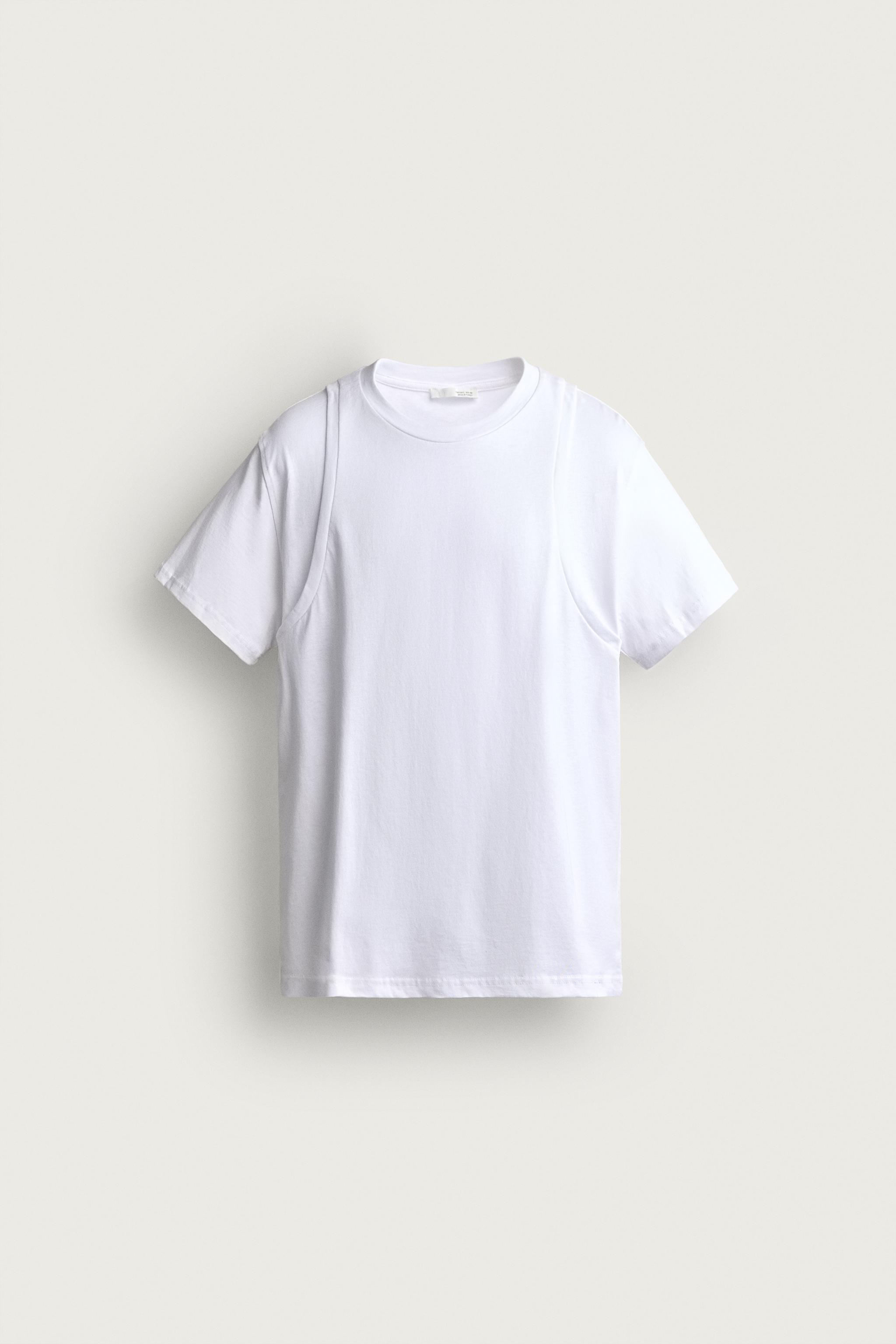 Мужские футболки Zara LAYERED EFFECT T-SHIRT — фото 6