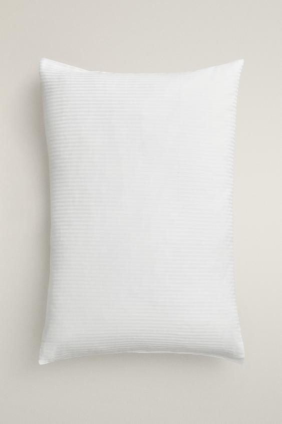 STRIPED COTTON PILLOW PROTECTOR - White by Zara - Image 0