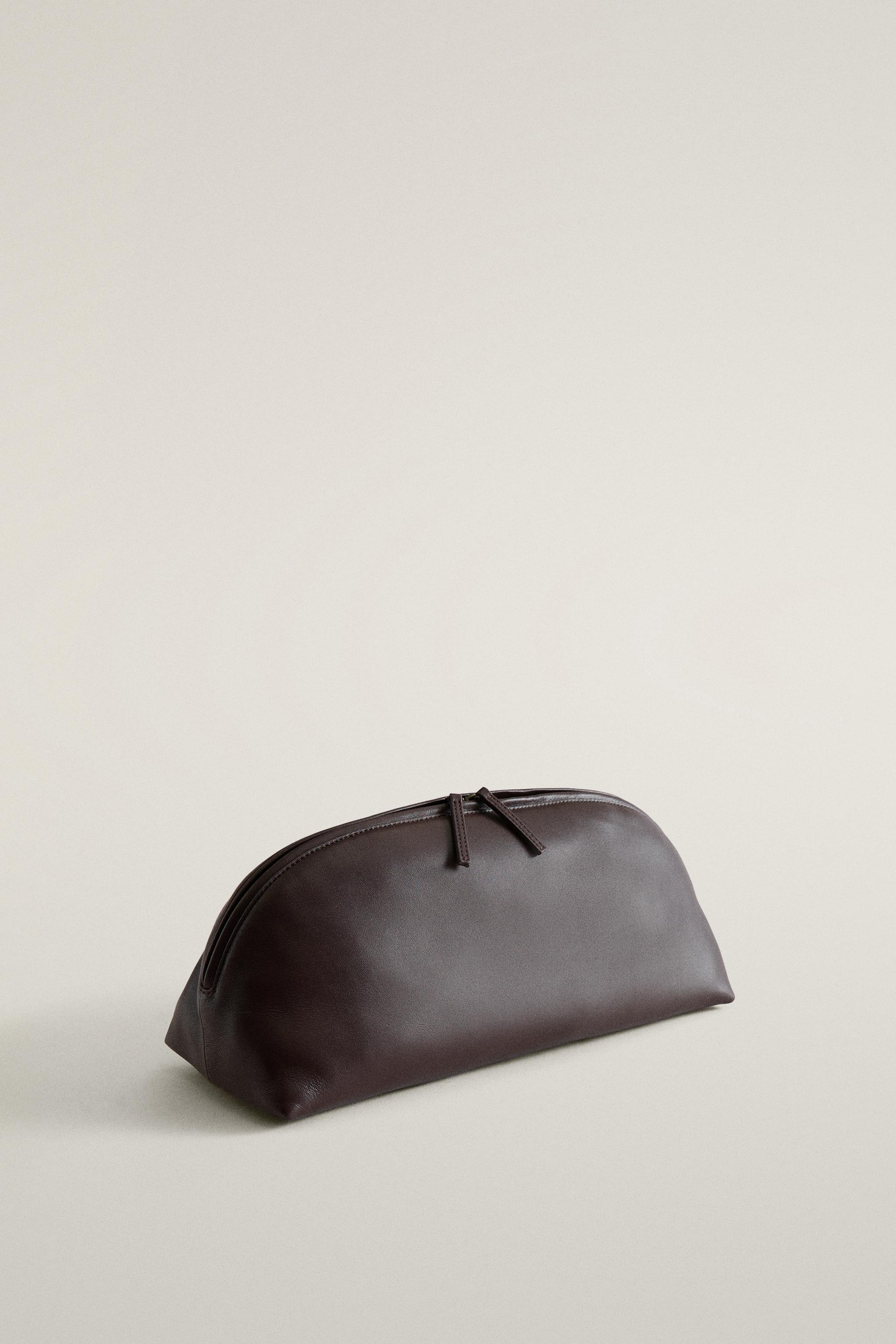 LARGE NAPPA LEATHER CRESCENT MAKEUP BAG
