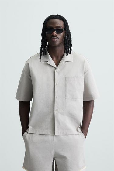 CAMISA TÉCNICA RELAXED FIT - Gris perla de Zara