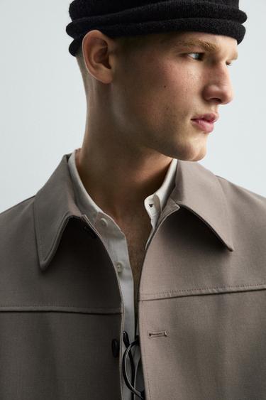 RELAXED FIT OVERSHIRT WITH POCKETS - Mink by Zara