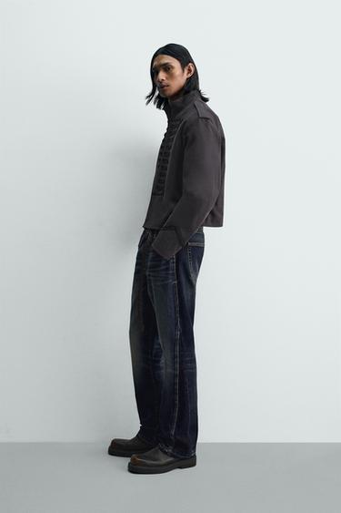 CROPPED FIT FROGGING EMBROIDERY  JACKET - Anthracite grey by Zara - Image 3