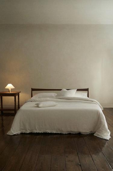 BETTBEZUG AUS LEINEN Washed-Look - Cremefarben von Zara