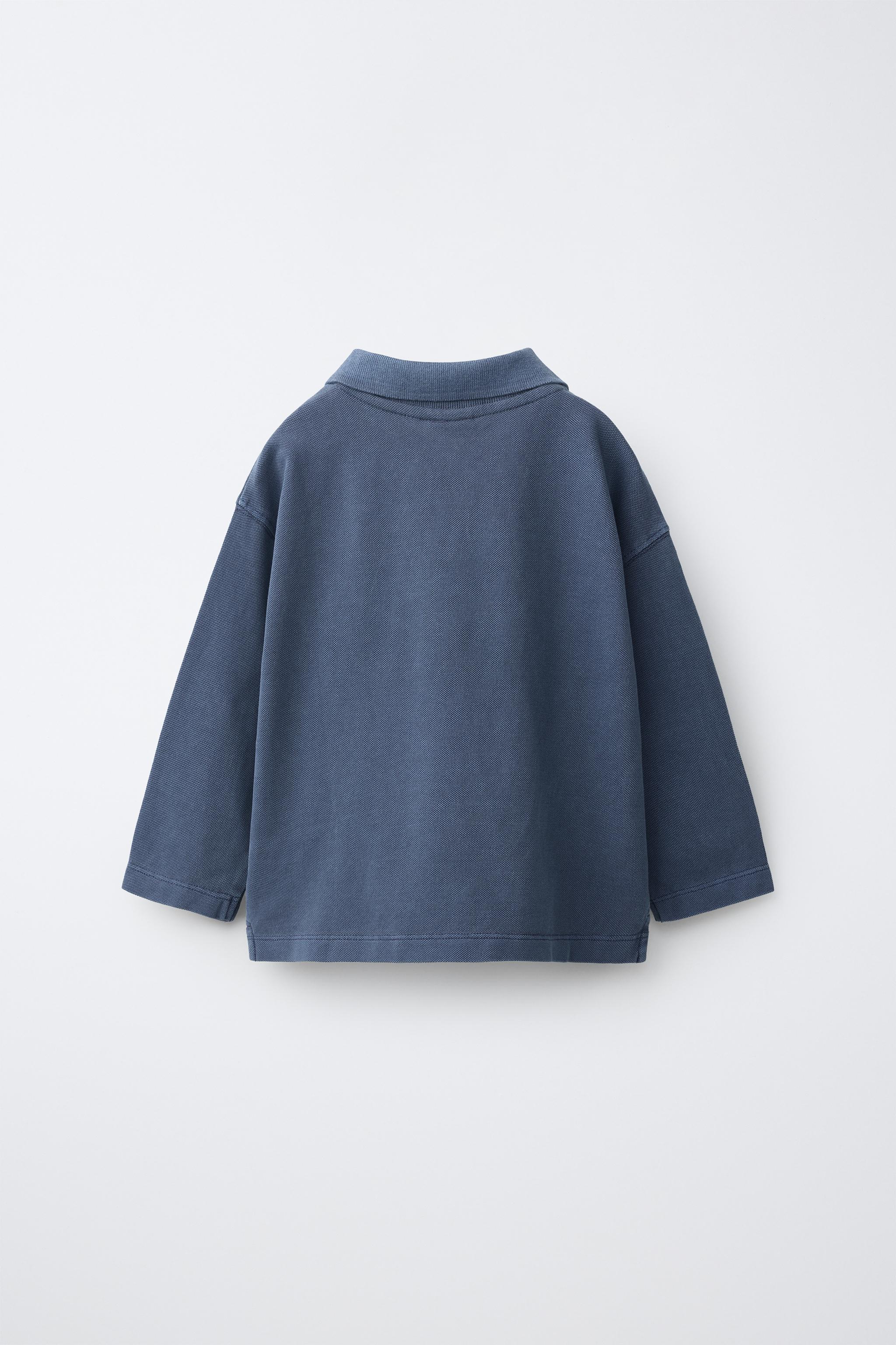 SOLID PIQUÉ POLO SHIRT — Faded navy