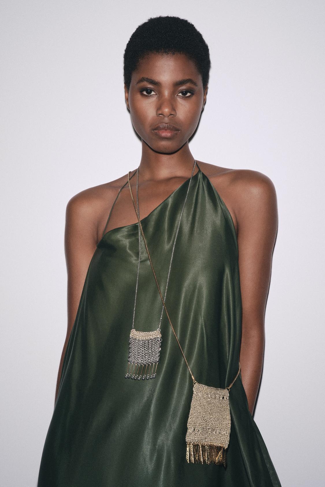 METALLIC MESH FRINGE MINI BAG
