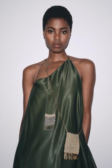 METALLIC MESH FRINGE MINI BAG - Gold / Silver by Zara - Image 1