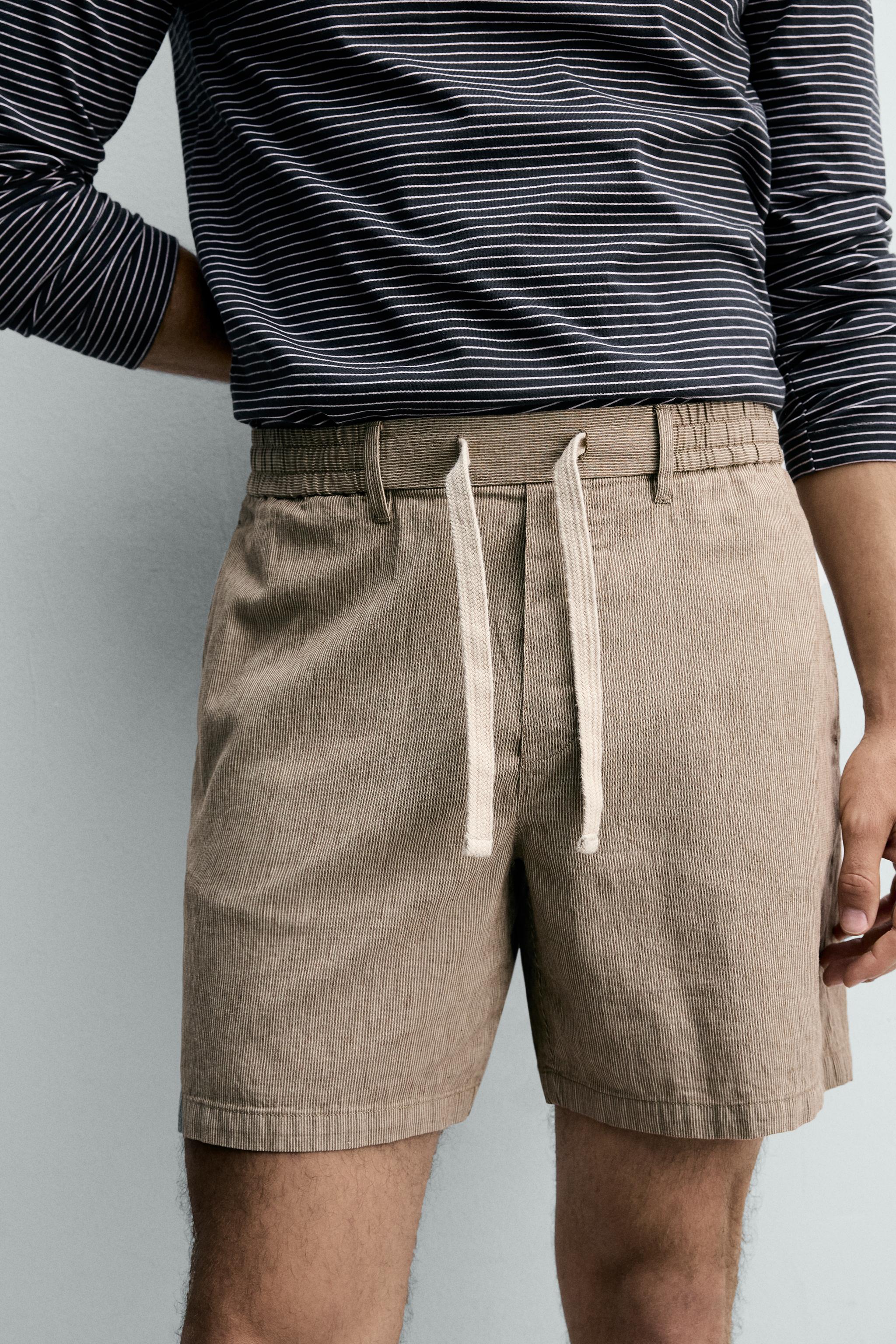 Zara PAMUKLU KETEN RELAXED FIT BERMUDA görsel 5